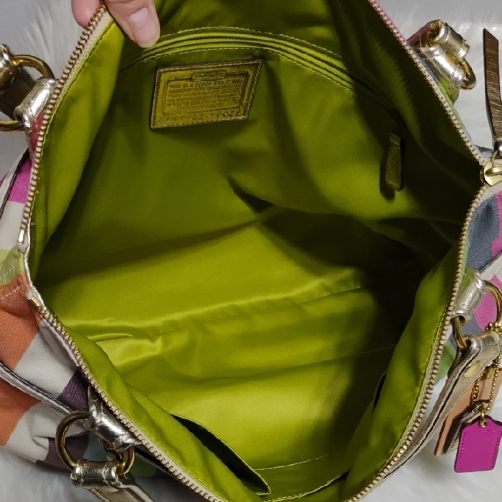 SALE! Coach Poppy Legacy Sequined Striped Shoulder Bag & Matching Wristlet - Picture 13 of 16